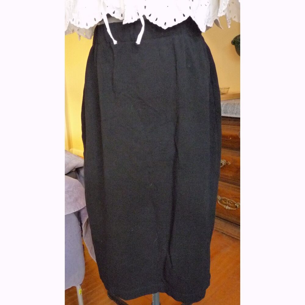 Eileen Fisher  Black Elastic Waist Viscose Nylon Classic Career Pencil Skirt XL
